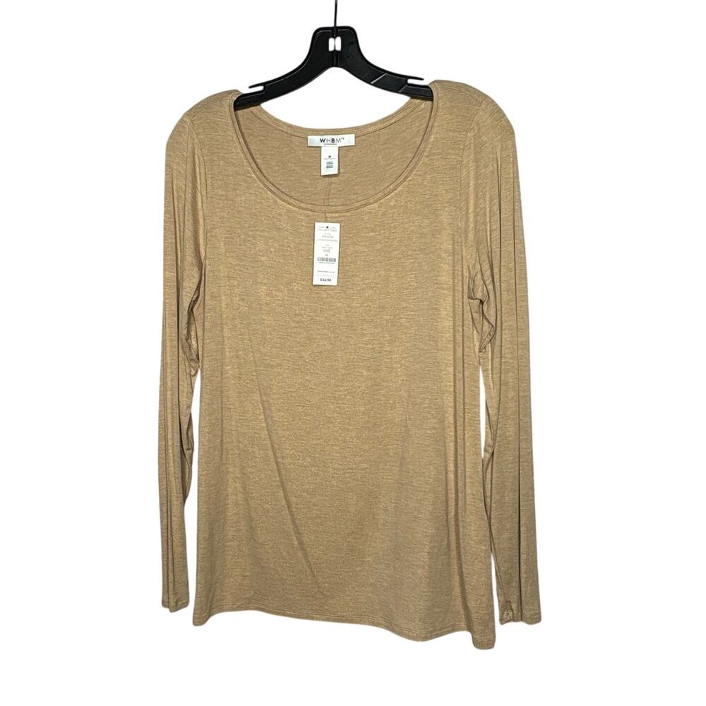 White House Black Market Heather Tannin Long Sleeve Scoop Neck Tee Medium New